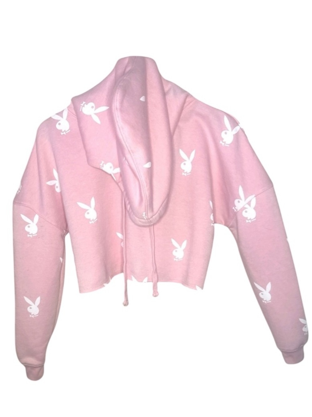 Playboy x Missguided Pink Cropped Hoodie Size L Y2K Barbiecore - Picture 5 of 7